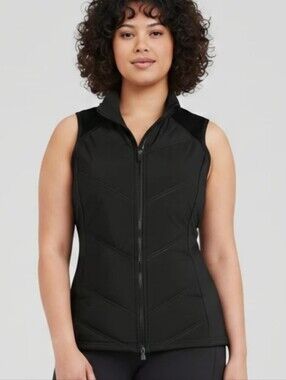 Avia Womens Plus Size Black Quilted Sleeveless Zip Vest Size 3X